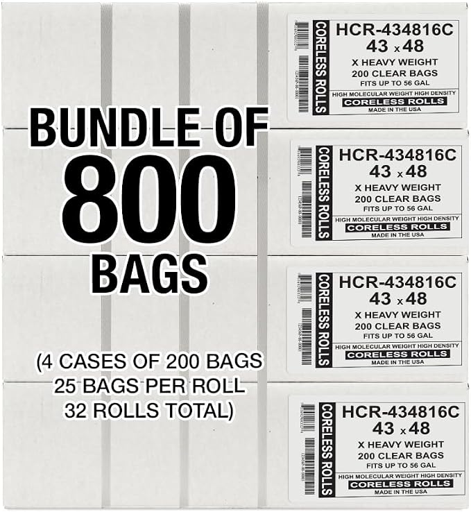 Aluf Plastics High Density Trash Bags, 56 Gallon, 16 Micron, - Image 2