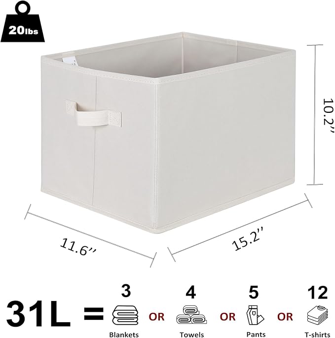 WUIKE 3 Pack Extra Large Fabric Storage Bins, Sheets and Blankets - Image 2