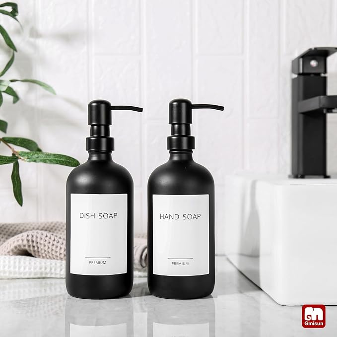 GMISUN Black Soap Dispenser, 2 Pack Matte Black Hand Soap Dispensers - Image 4