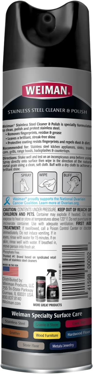 Weiman Stainless Steel Cleaner & Polish Streak-Free Shine - Image 2