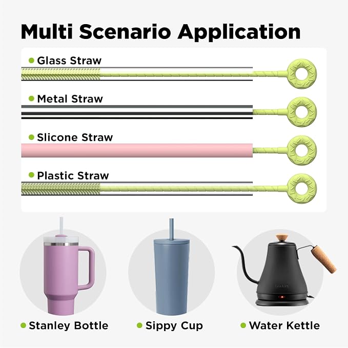 2 Pcs Silicone Straw Cleaner Brush, Extra Long Cleaning Brushes - Image 6