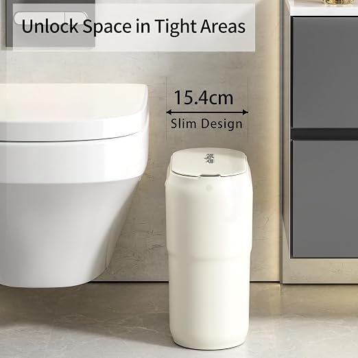 Slim Motion Sensor Trash Can for Bathroom, Automatic Compact Touchless Garbage - Image 2