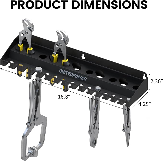 UNITEDPOWER Vise Grip Holder, Wall Mount Pliers Storage Rack Organizer - Image 2