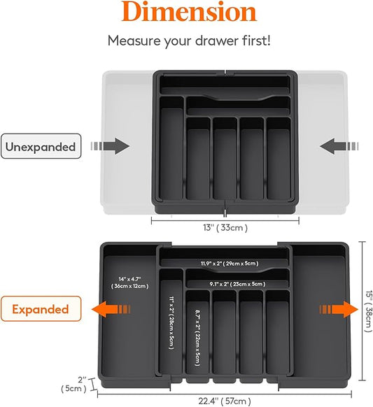 Lifewit Silverware Drawer Organizer, Expandable Utensil Organizer - Image 2