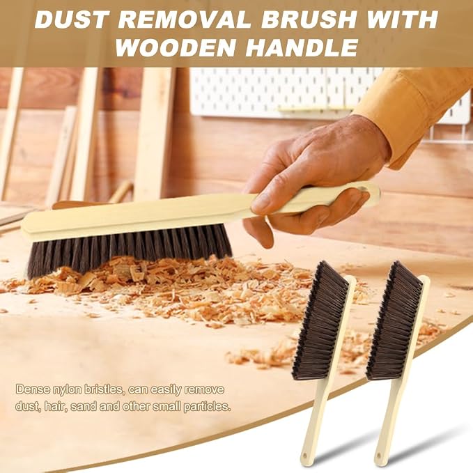 2 Pieces Hand Brushes for Cleaning Long Handle, Wooden Dust Brush Plastic - Image 5