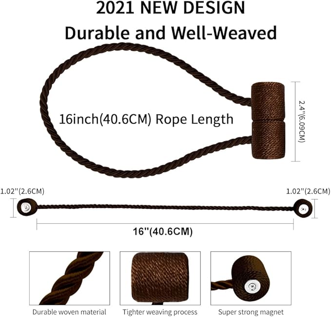 18 Inch Strong Magnetic Curtain Tiebacks, Curtain Holdbacks Modern Upgrade - Image 2