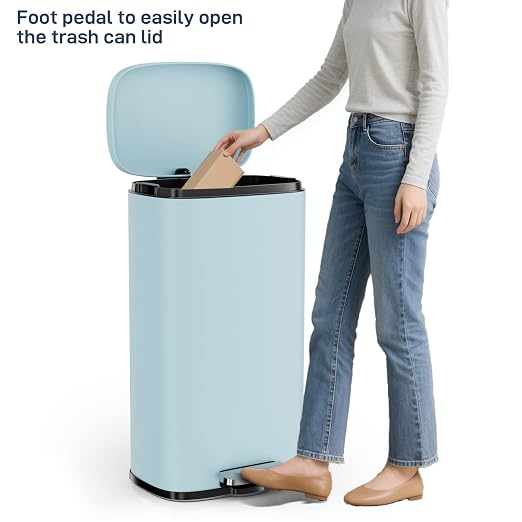 Arlopu 8/13.2 Gallon Step Trash Can, Stainless Steel Garbage Bin, Soft-Close - Image 9