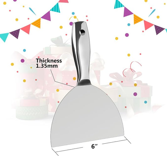 Putty Knife 6 Inch, One Piece Premium Polished All-Stainless Steel Scraper Tool - Image 2