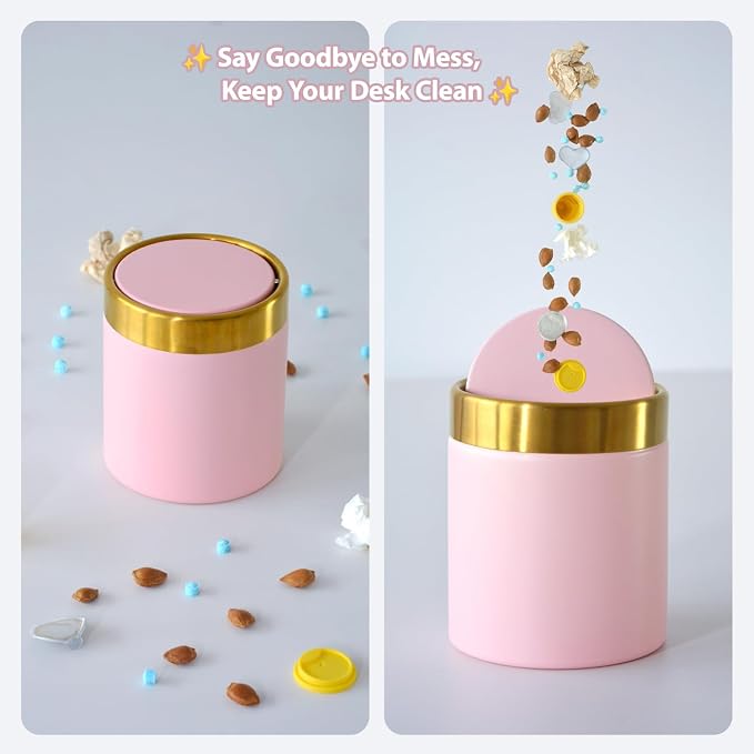 Mini Trash Can with Lid, Metal Small Tiny Mini Trash Bin Can, Mini Countertop - Image 4