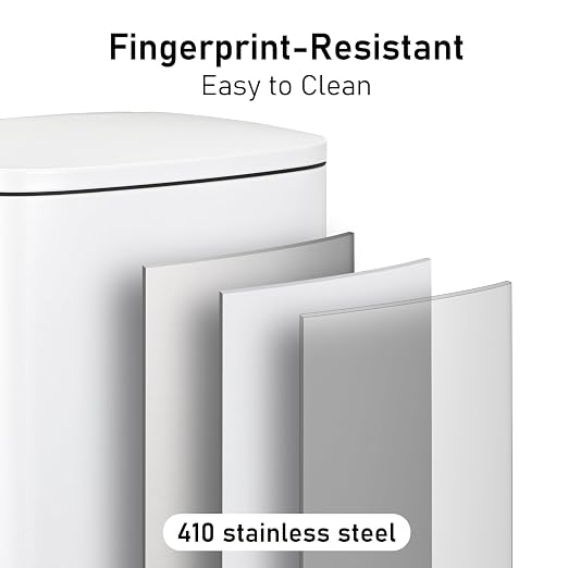 Arlopu 13.2+1.3 Gallon Step Trash Can, Stainless Steel Garbage Bin, Soft-Close - Image 5