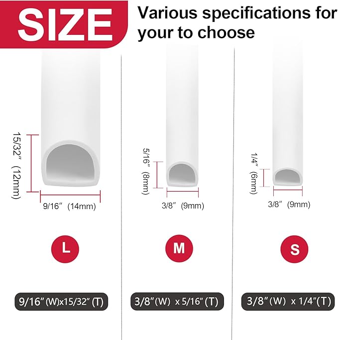 【New Upgrade】 Silicone Door Weather Stripping Door Seal Strip, 19.7 Feet - Image 3