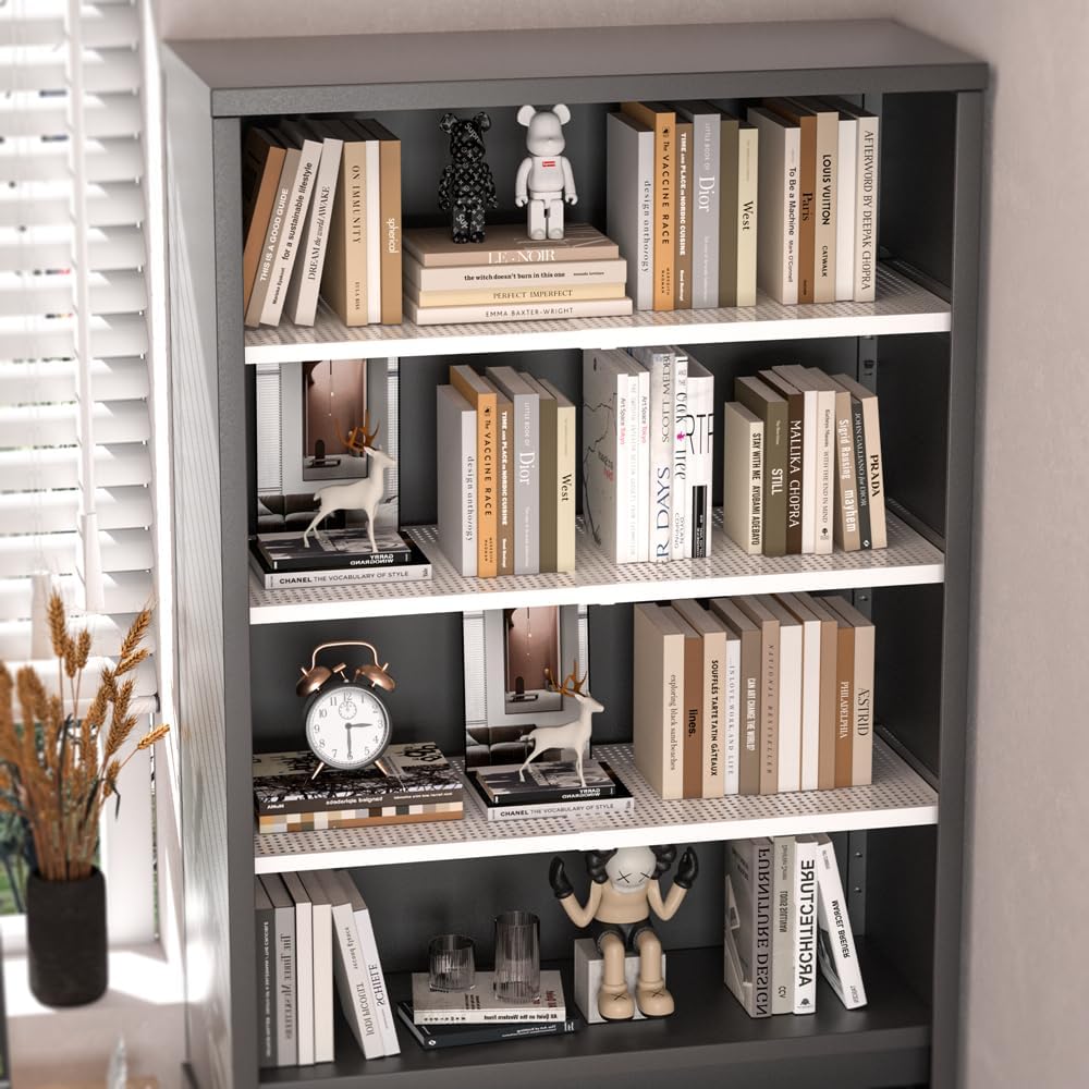 Slideep Adjustable Closet Storage Shelves with Seamless Sticker, Metal Expand...