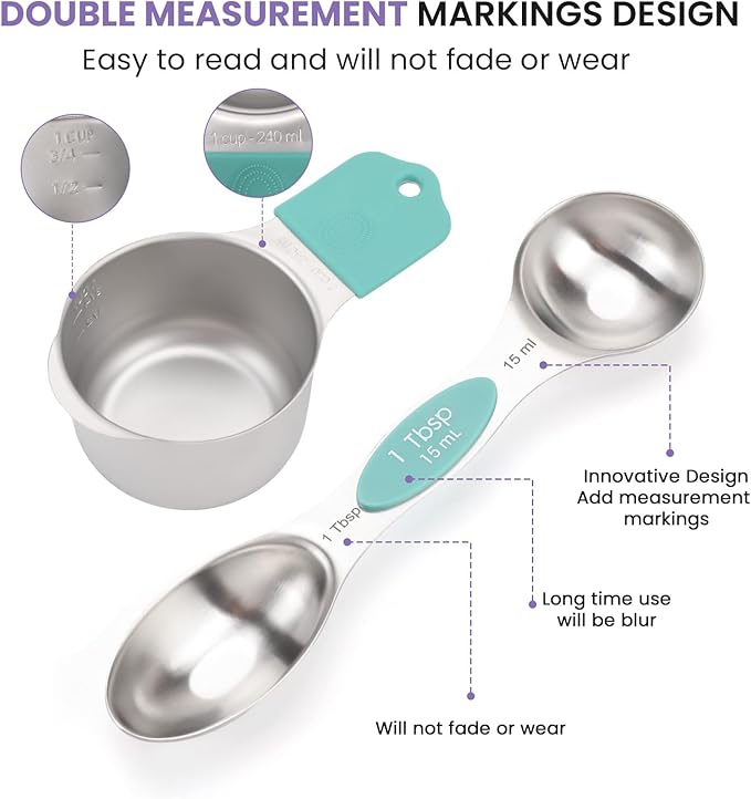 Magnetic Measuring Cups and Spoons Set-Heavy Duty 304 Stainless Steel，Double - Image 4