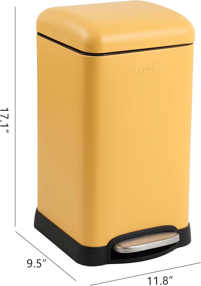 happimess HPM1012L Betty Retro Mini 3.2-Gallon Step-Open Trash Can, Daffodil - Image 4