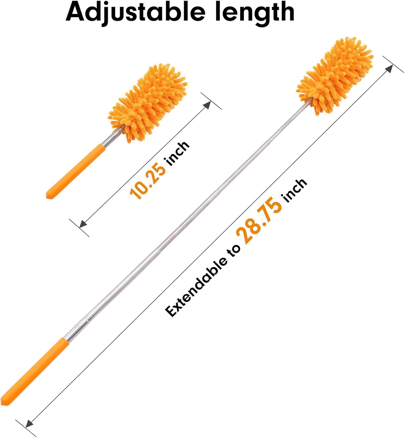 Microfiber Duster for Cleaning, Tukuos Hand Washable Dusters with 2pcs Replaceable Microfiber Head, Extendable Pole, Detachable Cleaning Supplies for Office, Car, Window, Furniture, Ceiling Fan