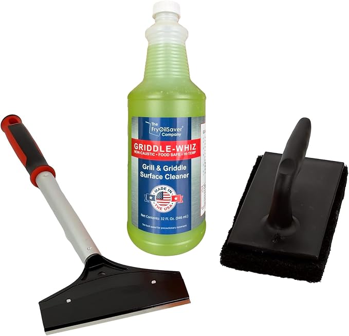 Griddle-Whiz 3 Piece Griddle Cleaning Kit | Liquid Grill Cleaner w/Griddle by THEFRYOILSAVERCOMPANY