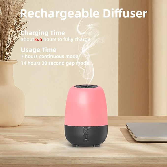 150ML Cordless Essential Oil Diffuser, Built-in 6000mAH Rechargeable Battery - Image 3