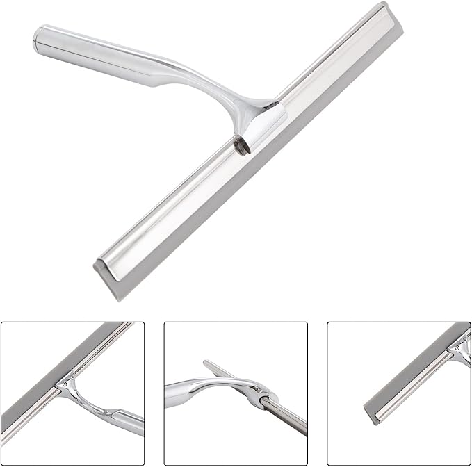 Ettori Shower Squeegee Clear Glass Wall Cleaner Stainless Steel - Image 7