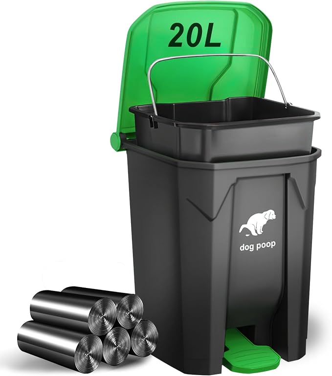 Dog Poop Trash Can Outside, 20L/5Gallon Dog Waste Trash Can by UPPCASIR