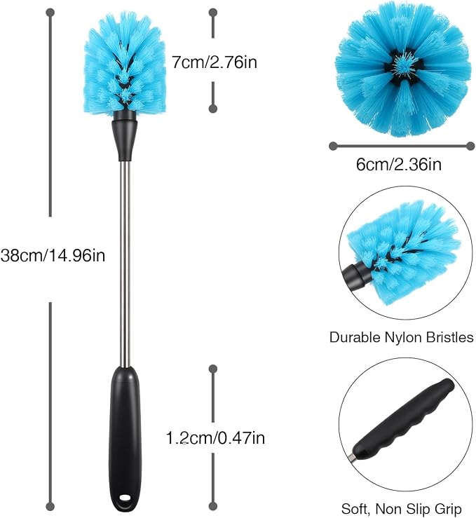 Water Bottle Brush, 15-inch Long, Bottle Brush Cleaner, Bottle Scrubber - Image 3