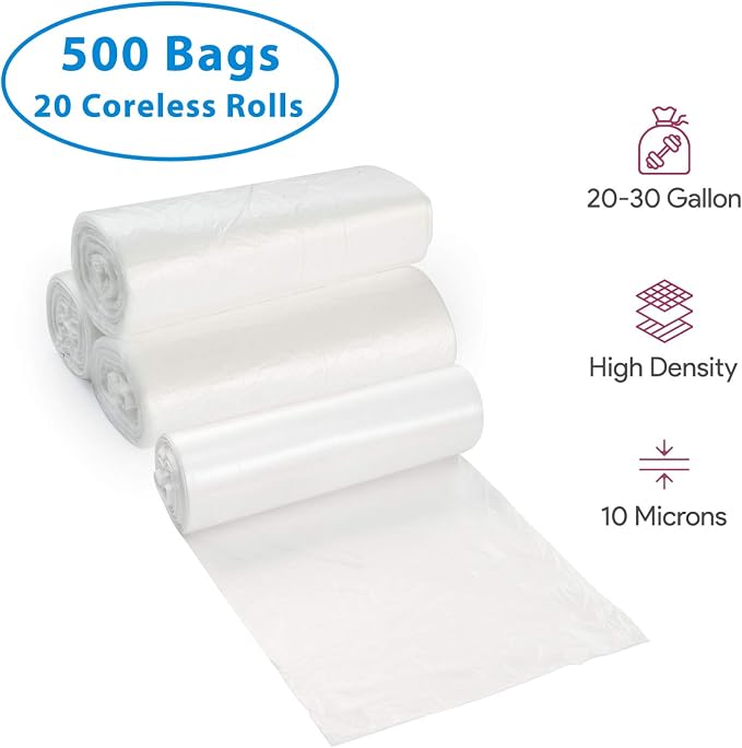 20-30 Gallon Clear Garbage Can Liners, Lightweight, 10 Microns - Image 4