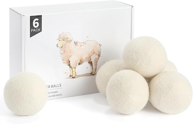 Wool Dryer Balls 6 Pack, Natural Fabric Softener, Dryer Balls Laundry Reusable by Anpilipala