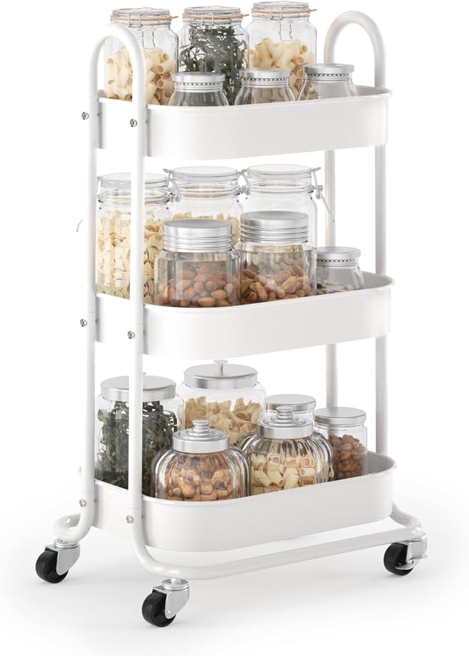 EAGMAK 3 Tier Rolling Cart, Round Metal Utility Cart by Eagmak