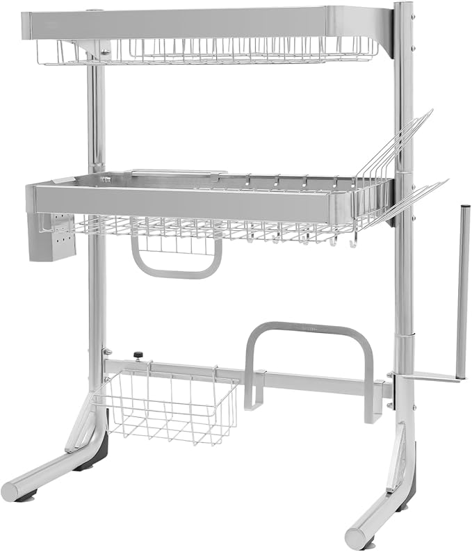 Over The Sink Dish Drying Rack, 2-Tier Stainless Steel Dish Drainer - Image 5