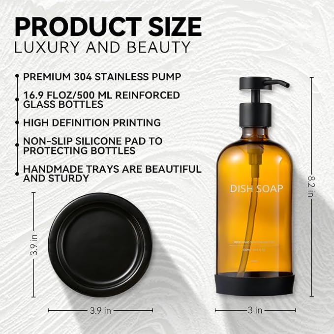 Glass Soap Dispenser Set by Janxin, Bathroom Soap Dispenser Set - Image 2