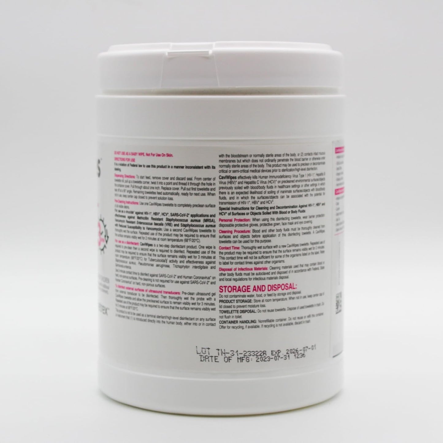 Metrex CaviWipes Disinfecting Wipes, Pop-Up Canister, 160 Ct Fragrance-Free | Pre-Saturated with CaviCide, Cleans and Disinfects Hard Surfaces in One Step, 3-Minute Contact Time