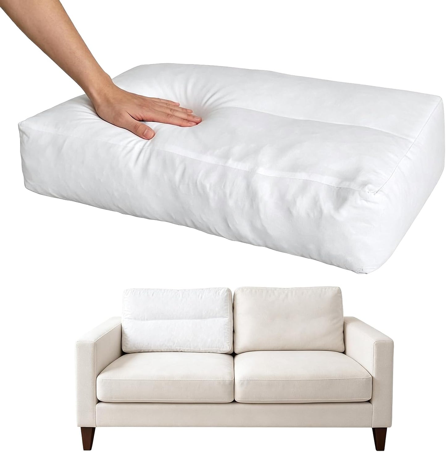 3 Pack Couch Back Cushion Replacement, 6 Inch Thick Supportive Sofa Backrest Pillow Insert with Odorless Shredded Memory Foam for Couch, Loveseats, Sectionals, 31"x18"x6"