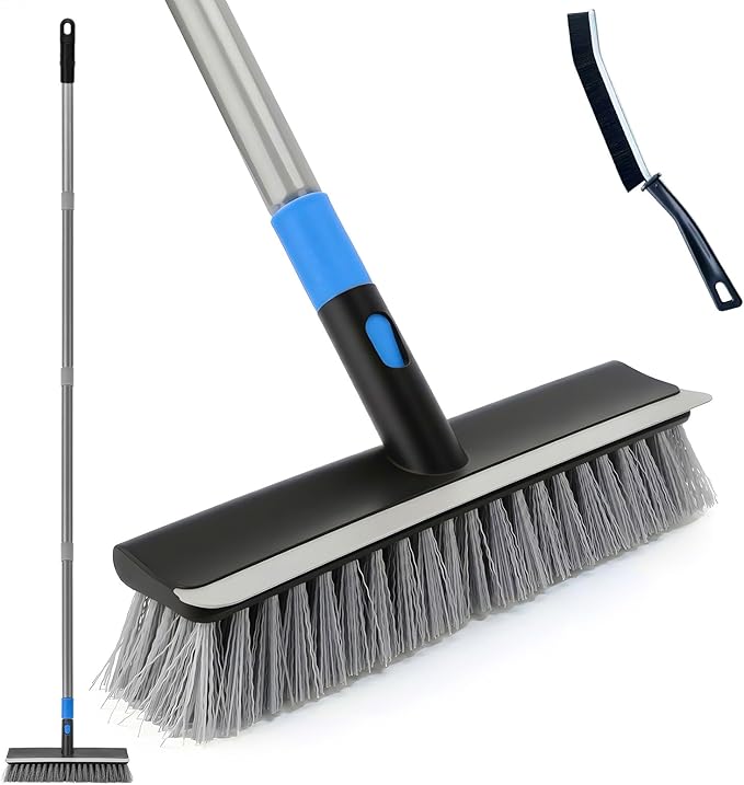 KeFanta Deck Brush with Long Handle, 2 in 1 Floor Scrub Brush by KeFanta