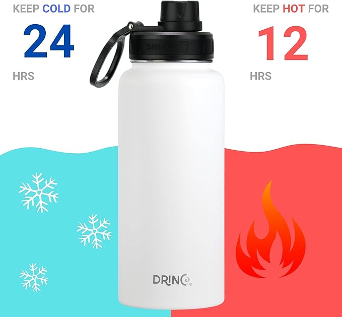 DRINCO Stainless Steel Water Bottle Spout Lid Vacuum Insulated Double Wall - Image 3