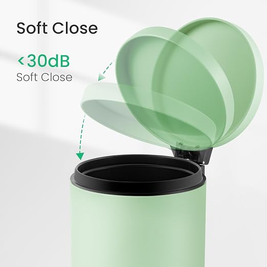 Cesun 1.2 Gallons Small Green Trash Can, Bathroom Garbage Can - Image 4