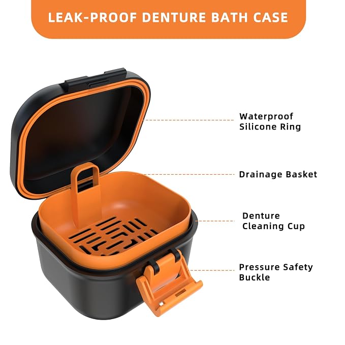 ARGOMAX Leak Proof Denture Bath Cup, Portable Soaking Denture Box, Denture Bath - Image 6