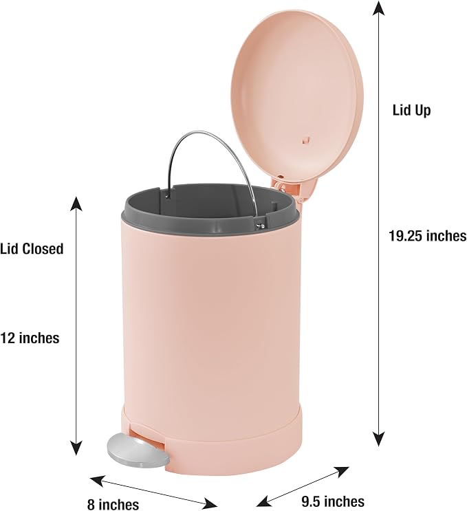 Glad Small Trash Can, 1.2 Gallon | Round Stainless Steel Garbage Bin - Image 2