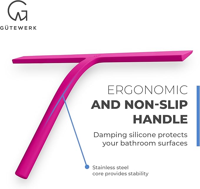 GÜTEWERK Shower Squeegee for Glass Doors, Silicone Window Squeegee, Bathroom - Image 2