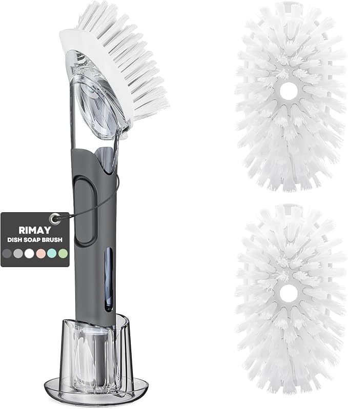 Soap Dispensing Replacement Dish Brush Storage Set by RIMAY