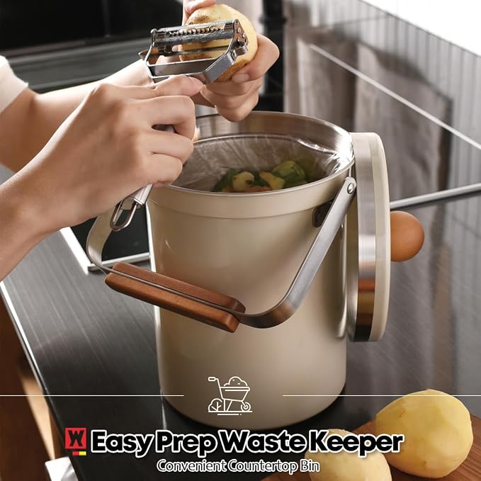 Kitchen Countertop Compost Bin 101ounces / 3Liters, Airtight Lid SUS304 - Image 5