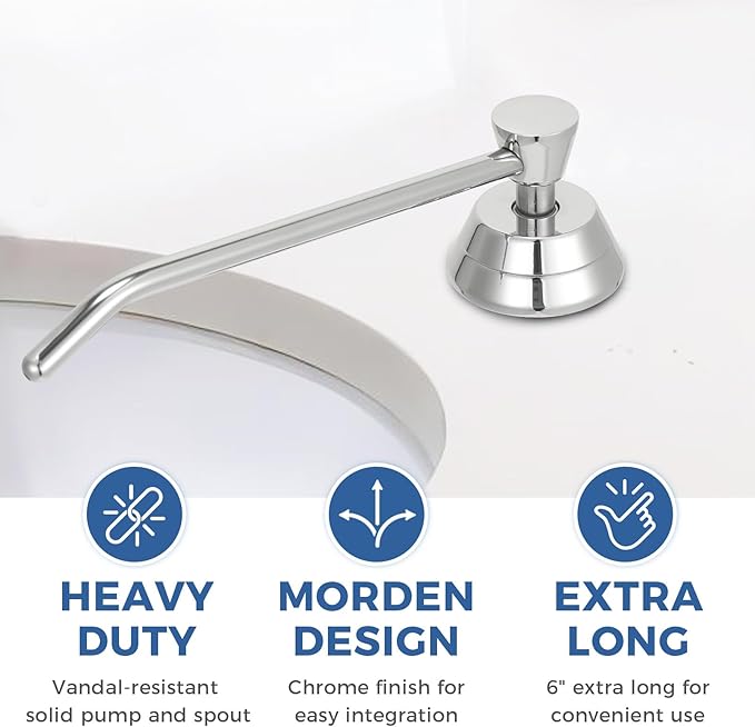 Heavy Duty Brass Countertop Liquid Soap Dispenser, Commercial Grade Top Fill - Image 2