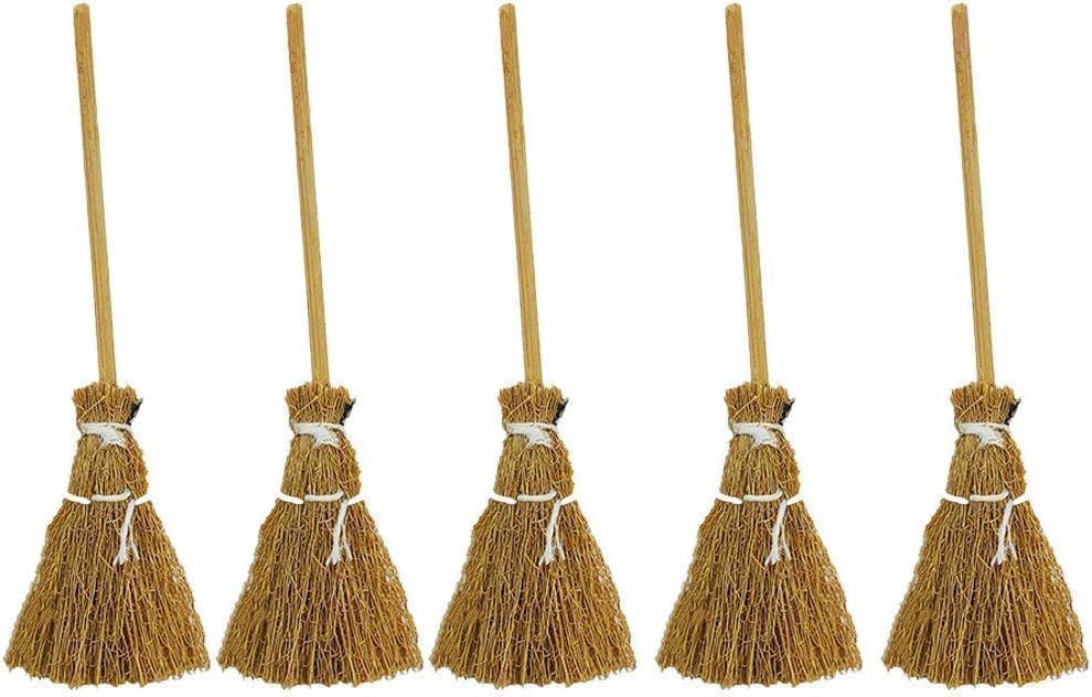 5Pcs Witch Broomstick Set, Miniature Broom Props, Fairy Decoration, Cinnamon Broom, Sweeping Tools, Angle Brooms