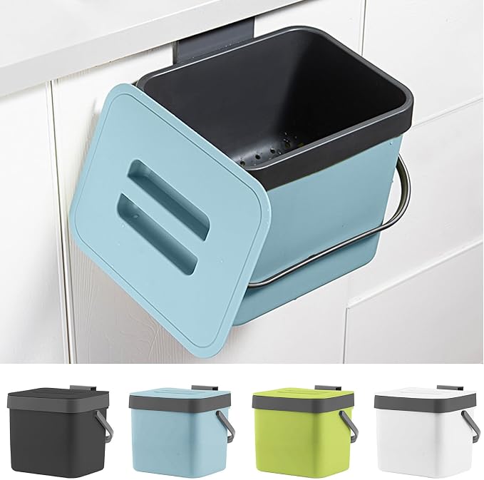 Compost Bin Kitchen, LALASTAR 7L Wall-Mounted Under Sink Small Garbage Can by LALASTAR