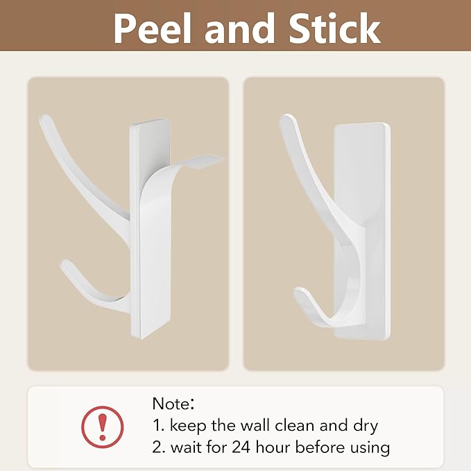 Self Adhesive Coat Hooks for Hanging, Heavy Duty Stainless Double Wall Hook for - Image 6