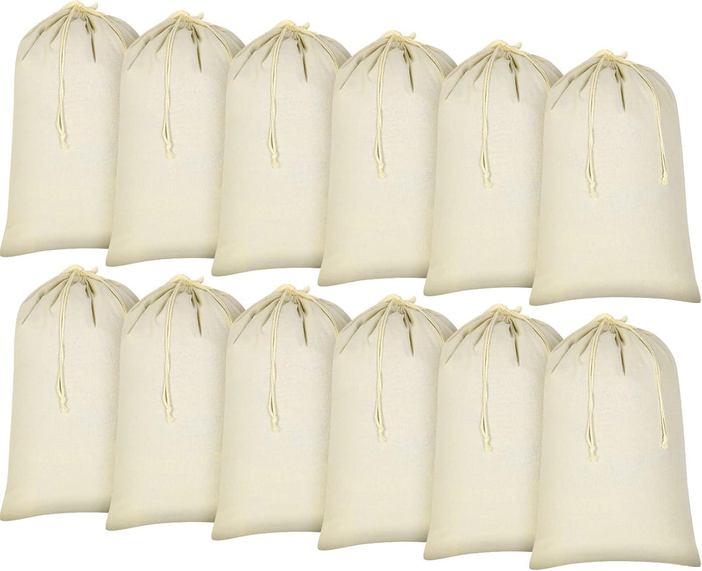 12 Pieces 28" x 36" Canvas Laundry Bags Bulk Large Cotton Laundry