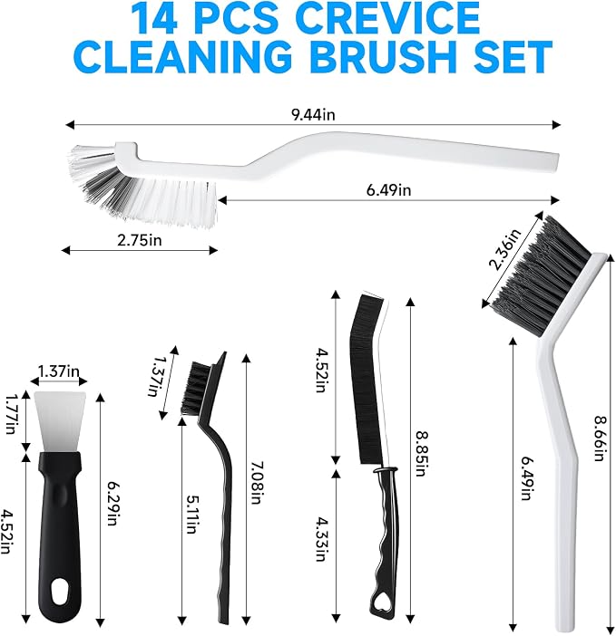 14Pcs Crevice Cleaning Brush Set, V Shape Grout Cleaner Brush - Image 7