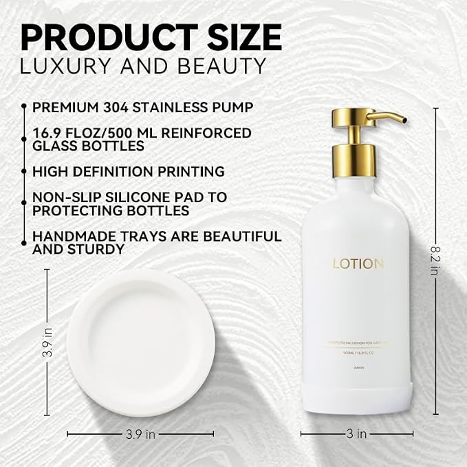 Glass Soap Dispenser Set by Janxin, Bathroom Soap Dispenser Set - Image 2