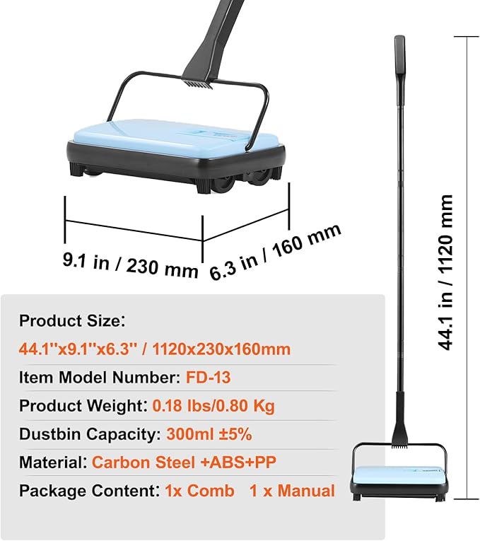 VEVOR Carpet Sweeper Manual, Floor Sweeper - Image 7