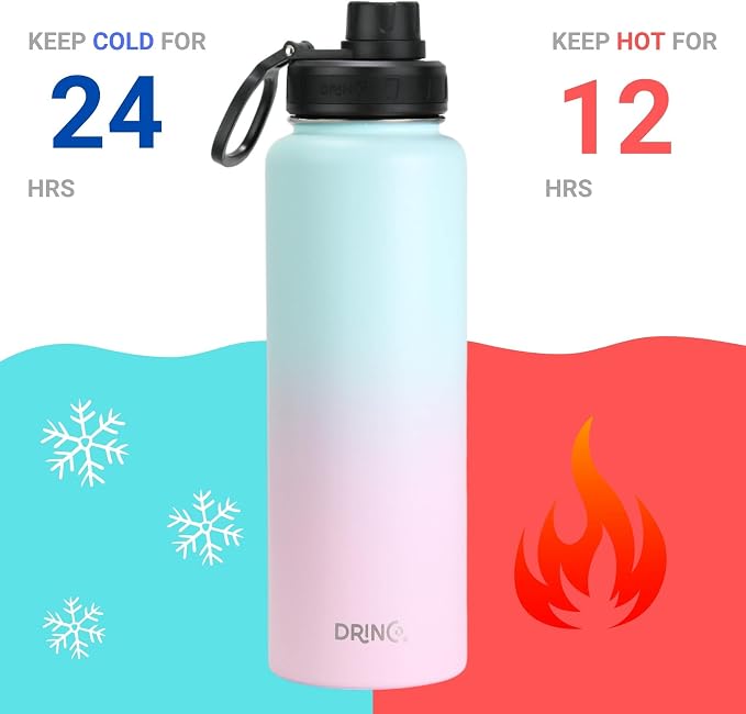 DRINCO Stainless Steel Water Bottle Spout Lid Vacuum Insulated Double Wall - Image 3