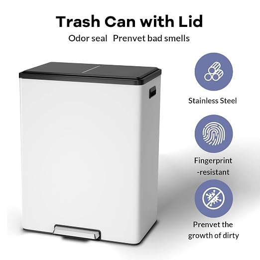 GarveeHome Step Dual Trash Can, 60L/16 Gallon Recycle Bins - Image 2