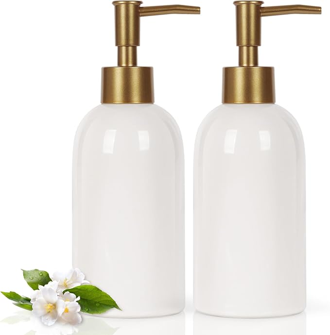 Natheeph 14OZ Ceramic Soap Dispenser Ceramic Soap Pump Dispenser Can Fill Liquid by Natheeph